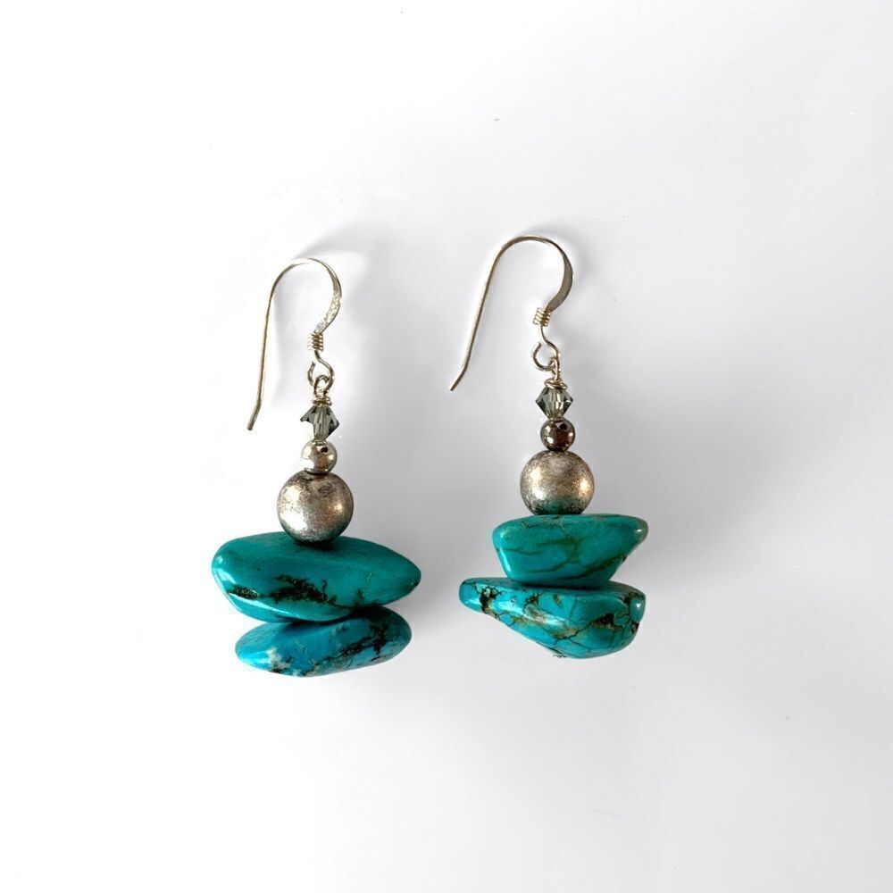 Sterling Silver Turquoise Chunk Earrings